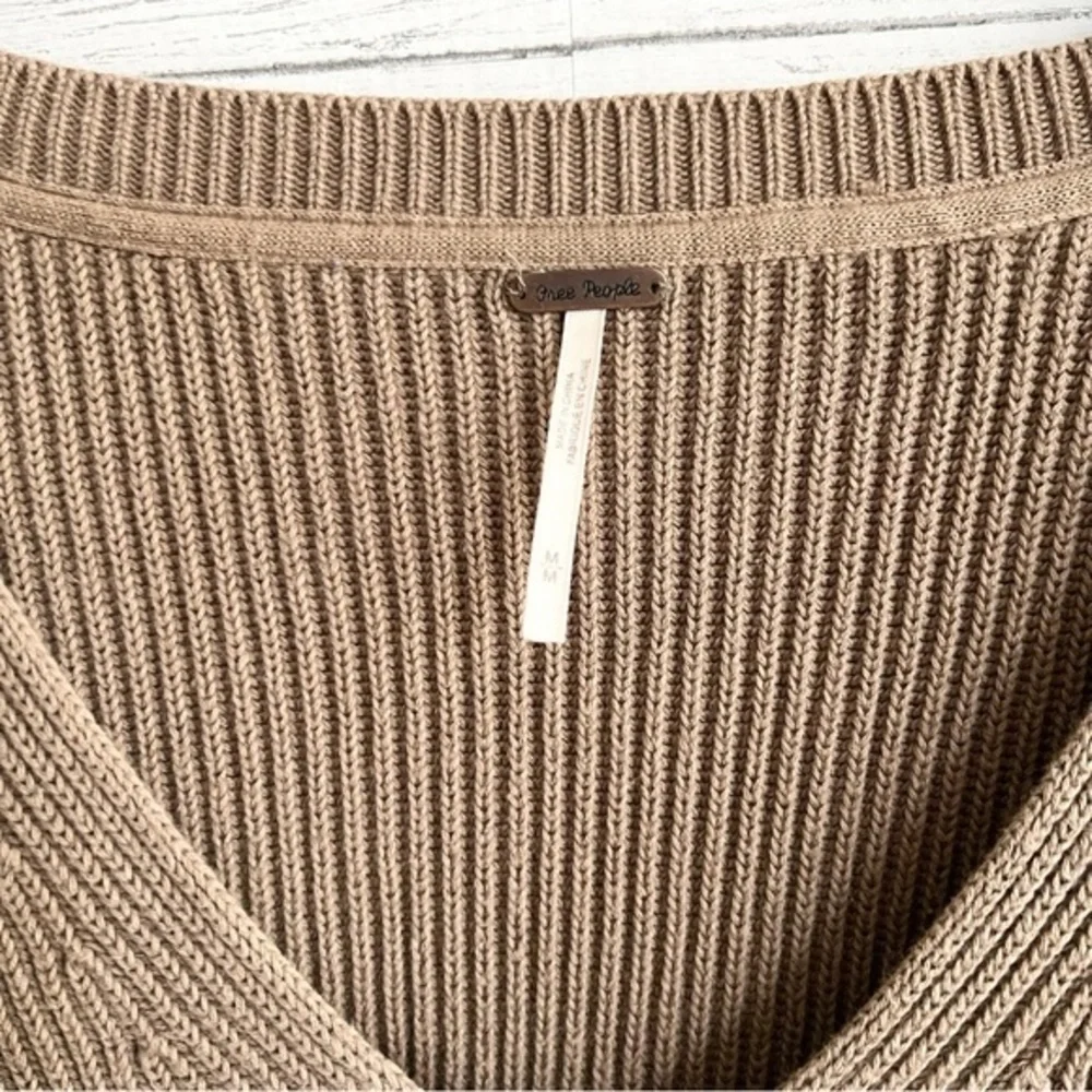 Free People Allure Taupe V-neck Sweater